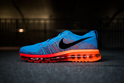 nike flyknit air max blue and orange